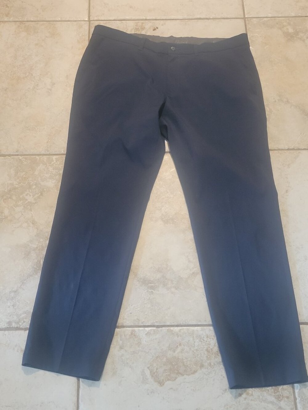 Men's Oxford 38 x 32 Navy Blue  Dress Pants Flat Front Light Weight